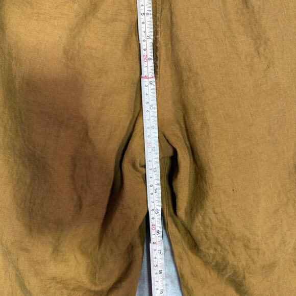 Athleta Cabo Linen Joggers Brown Mustard Elastic Waist Drawstring Pants | Size 4 - Picture 12 of 12